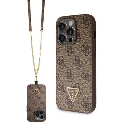 GUESS GUHCP14LP4TDSCPW твърд калъф за iPhone 14 Pro 6, 1" кафяв Crossbody 4G Metal Logo (GUHCP14LP4TDSCPW)