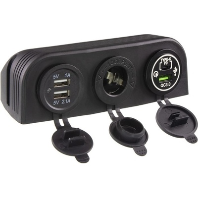 STU 34693 Trojitá zásuvka s panelem CL, 3x USB-A + 1x USB-C nabíječka