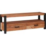 vidaXL ТВ шкаф с чекмедже Кафяво 110 x 30 x 40 cm Акациево дърво масив (4104010)