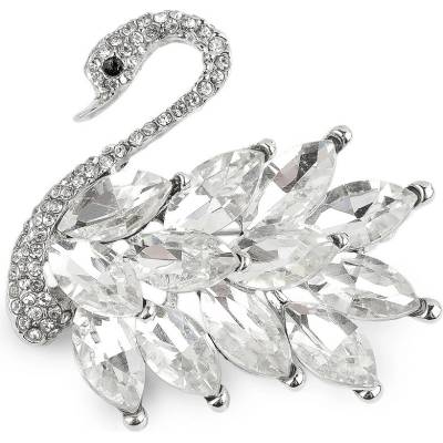 Brož s broušenými kamínky labuť crystal 1 ks