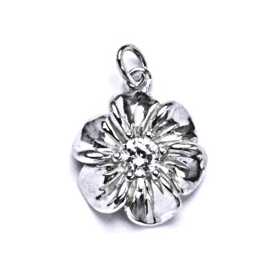 Čištín Stříbrný přívěšek s čirým zirkonem, kytička, P 1434