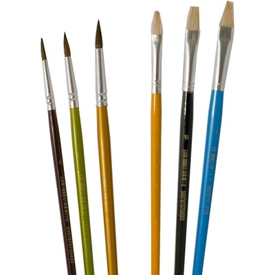 Štětce školní - sada 3 ks ploché + 3 ks kulaté – Zboží Mobilmania