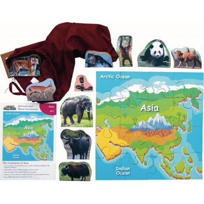 Just Jigsaws 773 Ázia a jej zvieratá drevené a 10 zvierat 16 dielov