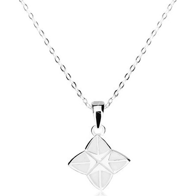 Šperky eshop Stříbrný čtyřcípá hvězda zdobená bílou glazurou lesklý S19.12