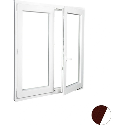 Aluplast Dvoukřídlé okno, 1100 x 1200 mm Mahagon/bílá pravé Trojsklo Ug=0,7