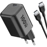 Cellularline Зарядно 220V PD GaN+ USB-C порт 100W, USB-C кабел 2м. 15280