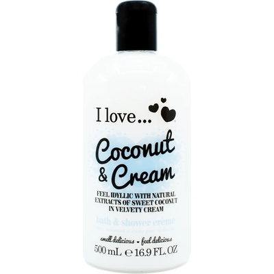 I Love Kúpeľový a sprchový krém s vôňou kokosu a sladkého krému Coconut & Cream Bubble Bath And Shower Creme 500 ml