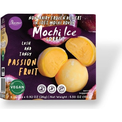 BUONO Mochi Ice Sorbet Passion Fruit – marakujové mrazené mochi 156 g - 6 ks