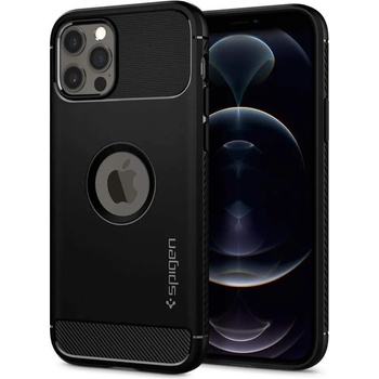 Spigen Rugged Armor Case - силиконов (TPU) калъф с висока степен на защита за iPhone 12 Pro Max (черен)