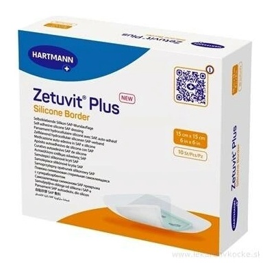 Paul Hartmann AG Zetuvit Plus Silicone Border Kompres sterilní samolepící (15 x 15 cm) 10 kompresů