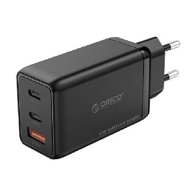 Зарядно устройство Orico PV65-1U2C-EU-BK, от контакт към 1x USB-A(ж)/2x USB-C(ж), 4.5-20V/1.5-5A, черно (PV65-1U2C-EU-BK)