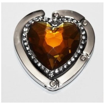 Háčik na kabelku - medové srdce s krystaly