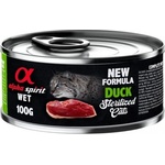 Alpha Spirit Complete wet cat food - консерва за кастрирани котки с Патица, 93% месо и 4% плодове - 100 гр 4025060