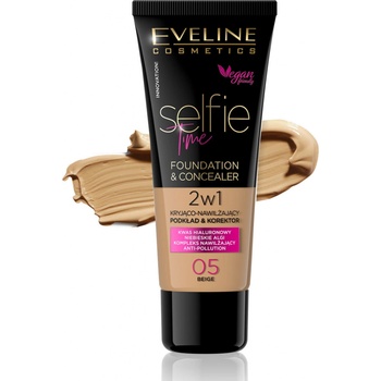 Eveline Selfie Time 2in1 Foundation & Concealer 05 Beige dlhotrvajúci make-up 2v1 30 ml