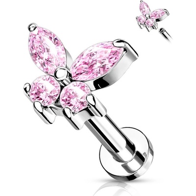 S4U Labreta helix tragus piercing motýlek růžový (1,2 x 8 mm) LB0023P-1208 – Hledejceny.cz