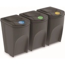 Prosperplast Sada 3 odpadkových košů SORTIBOX recyklovaná černá 3 x 35 L