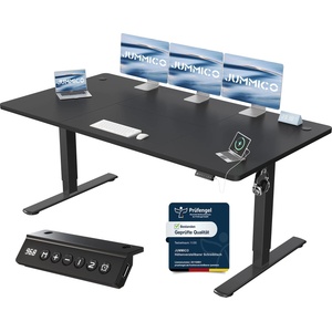 JUMMICO Height-adjustable desk with USB charging port, desk height-adjustable electric 180 x 80 cm, stand-sit table, standing desk, adjustable computer table, standing desk, black - 0403