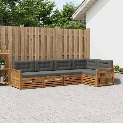 vidaXL Комплект дивани за открито 5 pcs Натурален и Антрацит (3383360)
