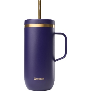 Qwetch Студена чаша Isotherm с дръжка, 600 мл - Dark Violet & Gold