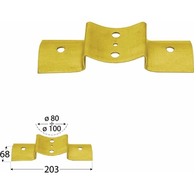 Domax LBO spojka okrúhlych trámov typu T 1 - 203 x 68 x 2.5 mm 4 ks