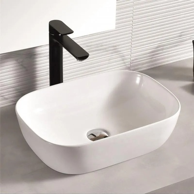 Inter Ceramic Мивка за баня ICB 887W, монтаж върху мебел, порцелан, бял, 46x33x13.5см (887W)