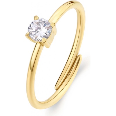 S'Agapõ Pozlacený prsten s kubickým zirkonem Dazzly SDZ37