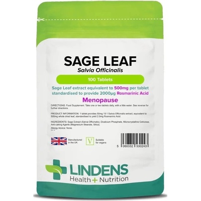 Lindens Health + Nutrition Šalvěj list 500 mg 100 tablet