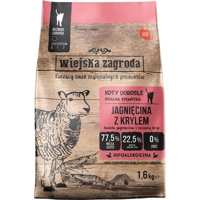 WIEJSKA ZAGRODA Jahňacie s krillom pre mačky 1,6 kg