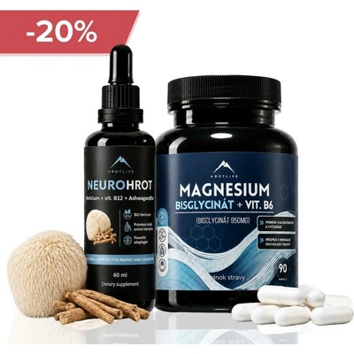 Hrotlife Neuro podpora Neurohrot tinktura 60 ml a Magnesium bisglycinát 90 ks