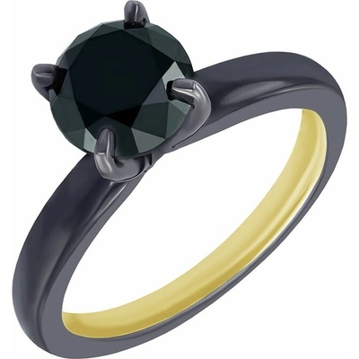 Eppi zlatý prsten s černým rutheniem a 2ct černým diamantem Harley R31882