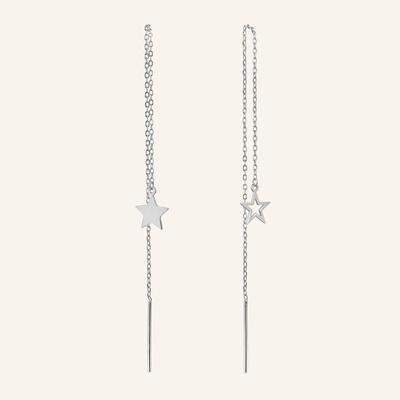 SilveAmo stříbrné řetízkové náušnice Hvězdy C2.1038