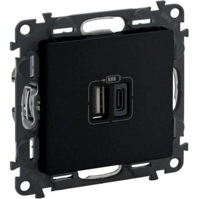 Legrand valena life 2xusb socket type a+c 5v 15w black (756306l)