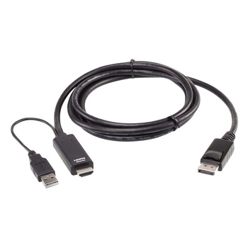 ATEN 2L-7D02HDP адаптер за видео кабел 1, 8 м HDMI + USB DisplayPort Черен (2L-7D02HDP)