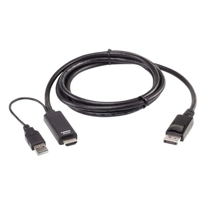 ATEN 2L-7D02HDP адаптер за видео кабел 1, 8 м HDMI + USB DisplayPort Черен (2L-7D02HDP)