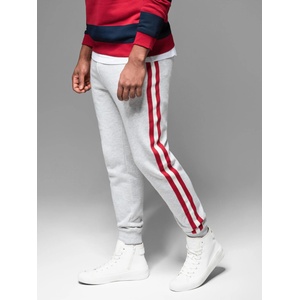 Ombre Clothing Мъжки спортни панталони с кантове и ребрести крачоли - сив меланж Ombre Clothing | Siv | МЪЖЕ | 32/32