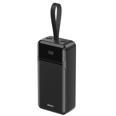 BWOO Преносима батерия BWOO 30000mAh, 65W, 2x USB-A, 1x USB-C, LCD Дисплей, Черен (BO-P66)