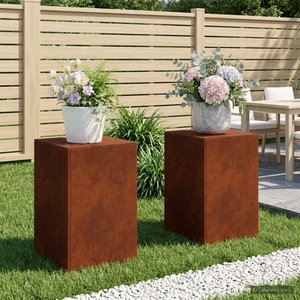 vidaXL Стойка за растения 2 pcs Ръждясало 40 x 40 x 60 cm (8012543)