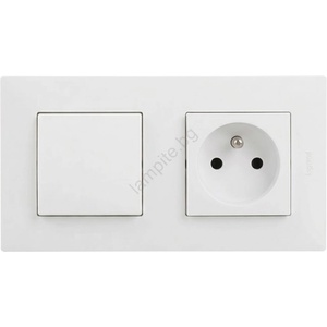 Legrand - Домашна контактна розетка и еднополюсен ключ № 1 с бяла рамка NILOE STEP, 250 V (LR0049C)