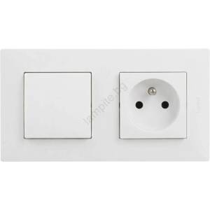 Legrand - Домашна розетка 250V/16A и еднополюсен ключ № 1 с бяла рамка NILOE STEP (LR0049C)