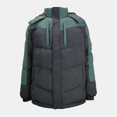 Jack Wills Яке Jack Wills Men's Coast Water and Wind Resistant Hooded Short Puffer Jacket - Black/Pine