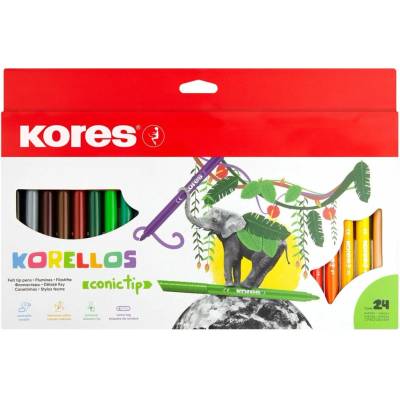 Fixy KORES KORELLO detské, silný hrot, 24 farieb (29044)