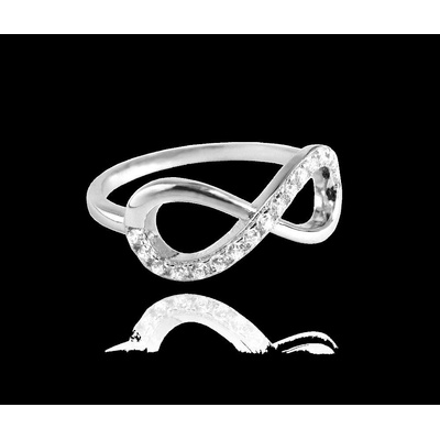 MINET Stříbrný prsten INFINITY s bílými zirkony JMAN0076SR52