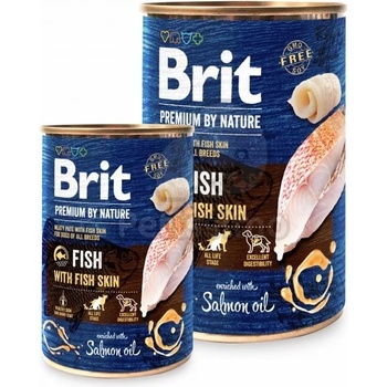 Brit Premium by Nature Adult - Храна за възрастни кучета, Риба с кожа от риба 24 x 800 г