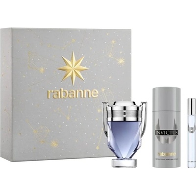 Paco Rabanne Invictus Подаръчен комплект за мъже Размер EDT 100 ml + 150 ml дезодорант спрей + EDT 10 ml