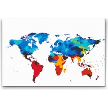 Vymalujsisam.cz Diamantové malování Mapa světa 2 40 x 60 cm na dřevěné desce diamanty kulaté