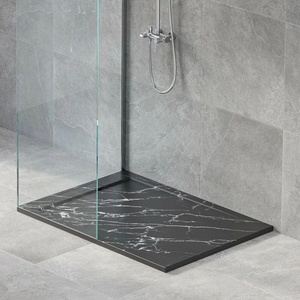 Inter Ceramic Правоъгълно композитно душ корито Inter Ceramic 120x80 см, матово черно мраморно покритие (12080MB-4)