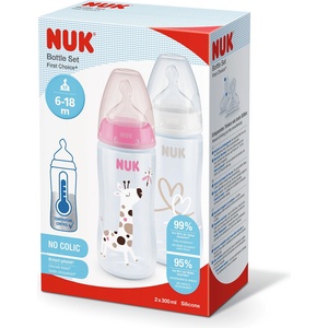 Nuk Комплект шишета Nuk - First Choice, TC, 2 х 300 ml, 6-18 месеца, момиче (10225302-Момиче)