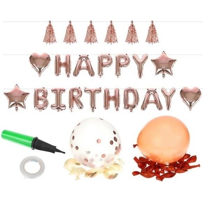Balónkový set Happy Birthday rosegold