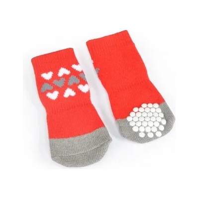 Camon Dog socks - hearts fantasy - Кучешки чорапи, червени 4 броя - XXL - 7 см