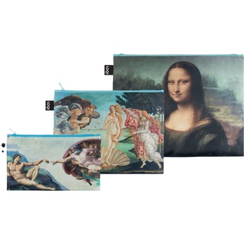 LOQI Чантички за кръста Museum Michelangelo, Botticelli, da Vinci от рециклиран материал 3 бр (ZP.MU.MR)